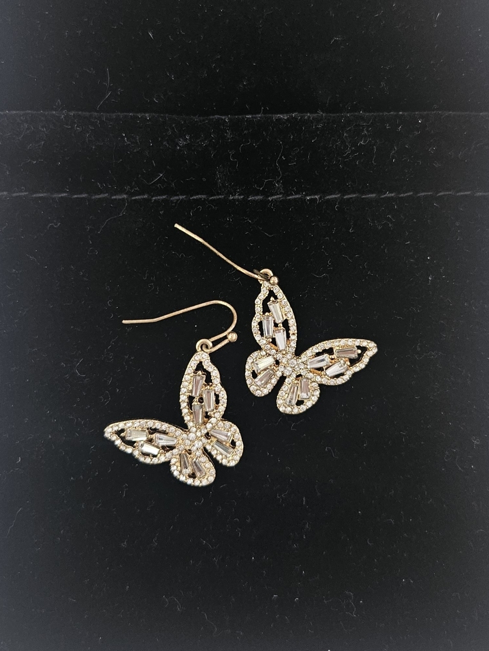 Gold Butterfly Crystal Drop Earrings - Elegant Women’s Jewelry